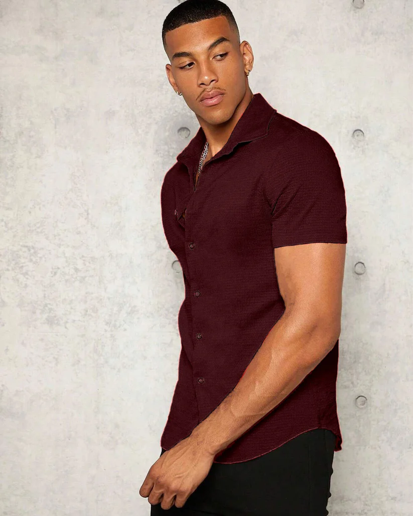 Maroon Colour Imported Casual Wear Short Sleeve Shirt For Men's