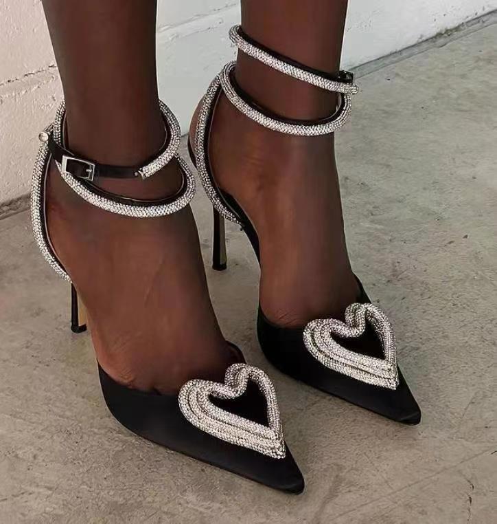 Women's Fashionable All-match Heart-shaped Rhinestone Sandals