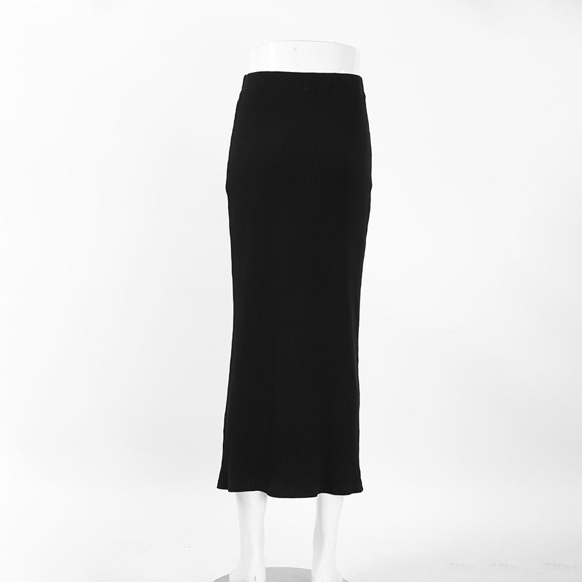 Women's Black Straight Split Skirt