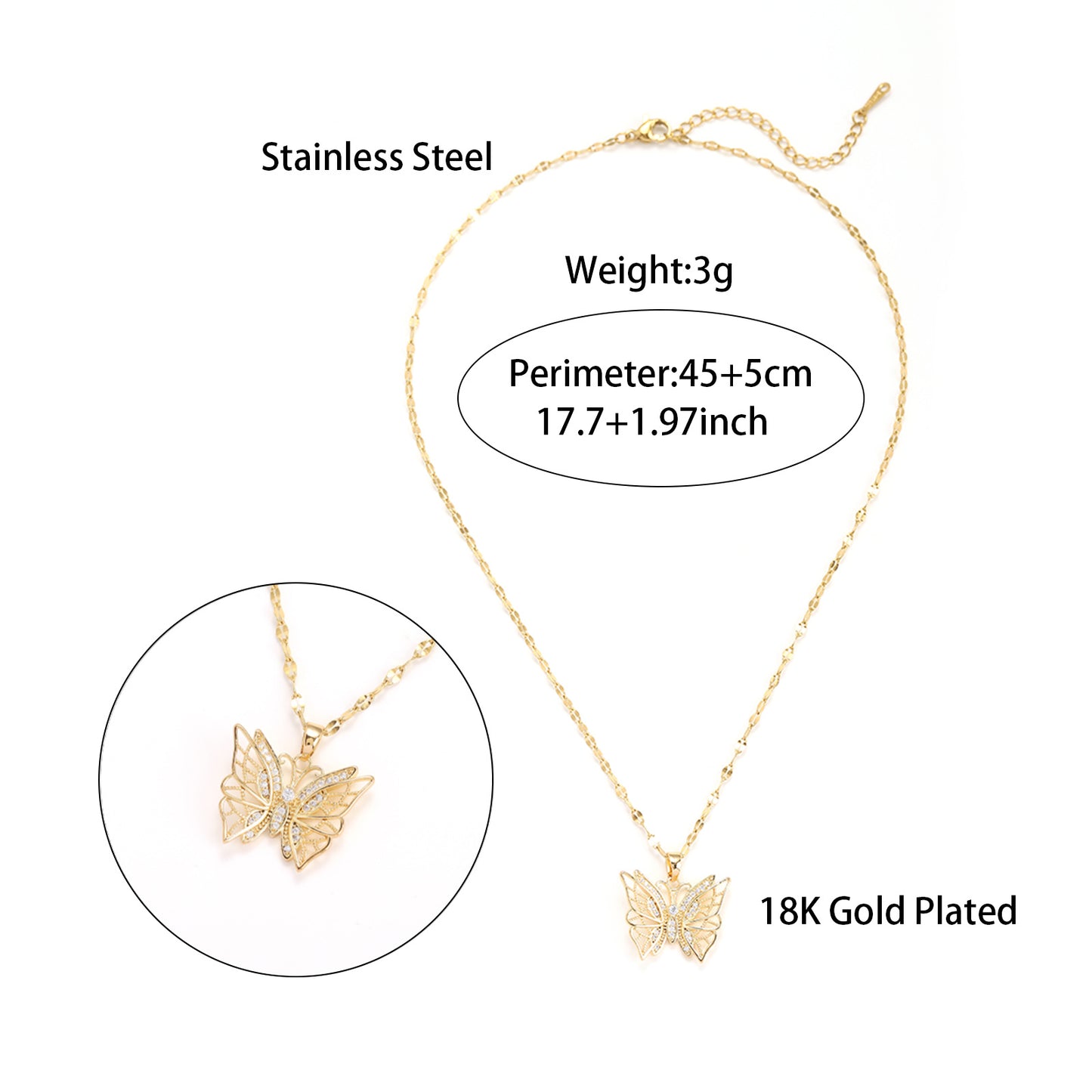 European And American Cross-border New Hollow Zircon Butterfly Necklace For Women, Light Luxury And Versatile, High-end Fashion Temperament Pendant With Accessories