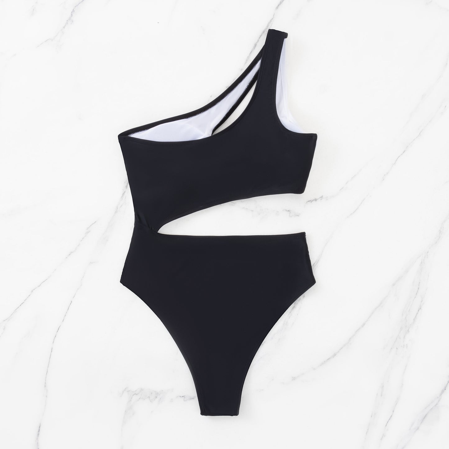 Black And White Stitching Contrast Color Hollow Swimsuit