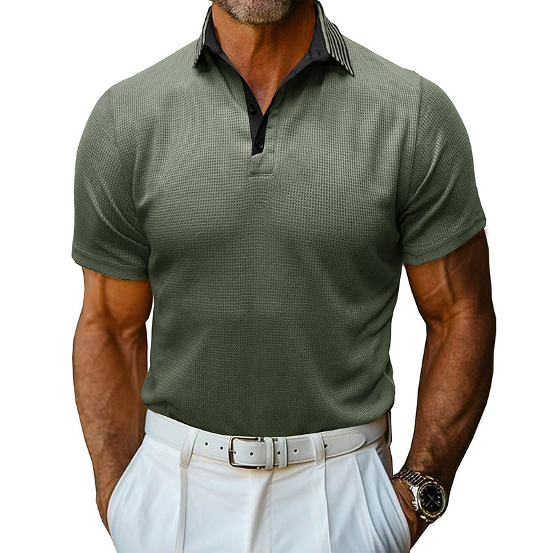 Men's Solid Color Polo Collar Casual Short Sleeve