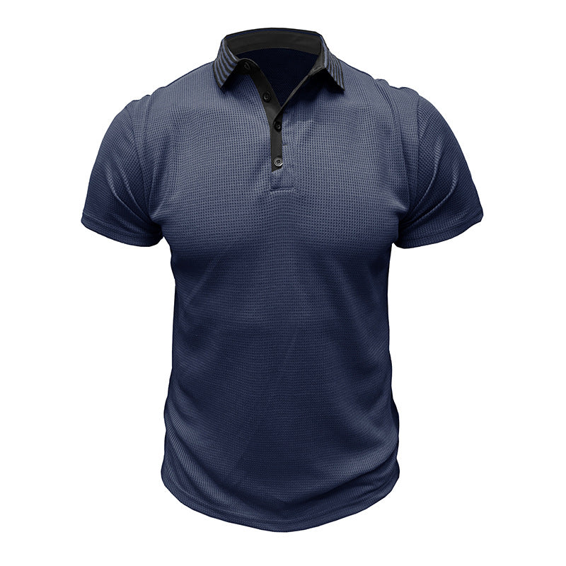 Men's Solid Color Polo Collar Casual Short Sleeve