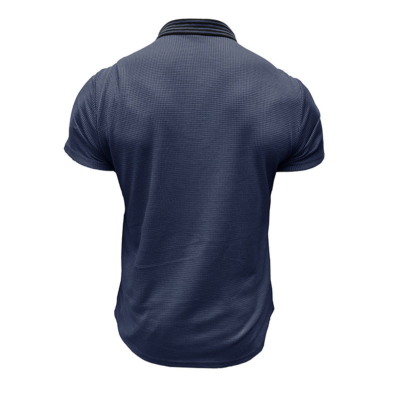 Men's Solid Color Polo Collar Casual Short Sleeve