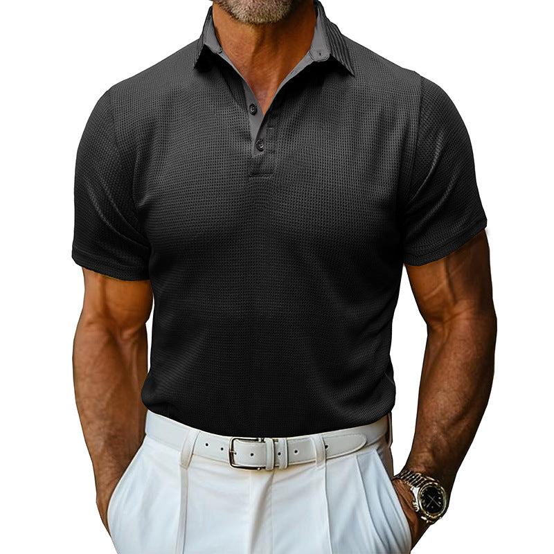 Men's Solid Color Polo Collar Casual Short Sleeve