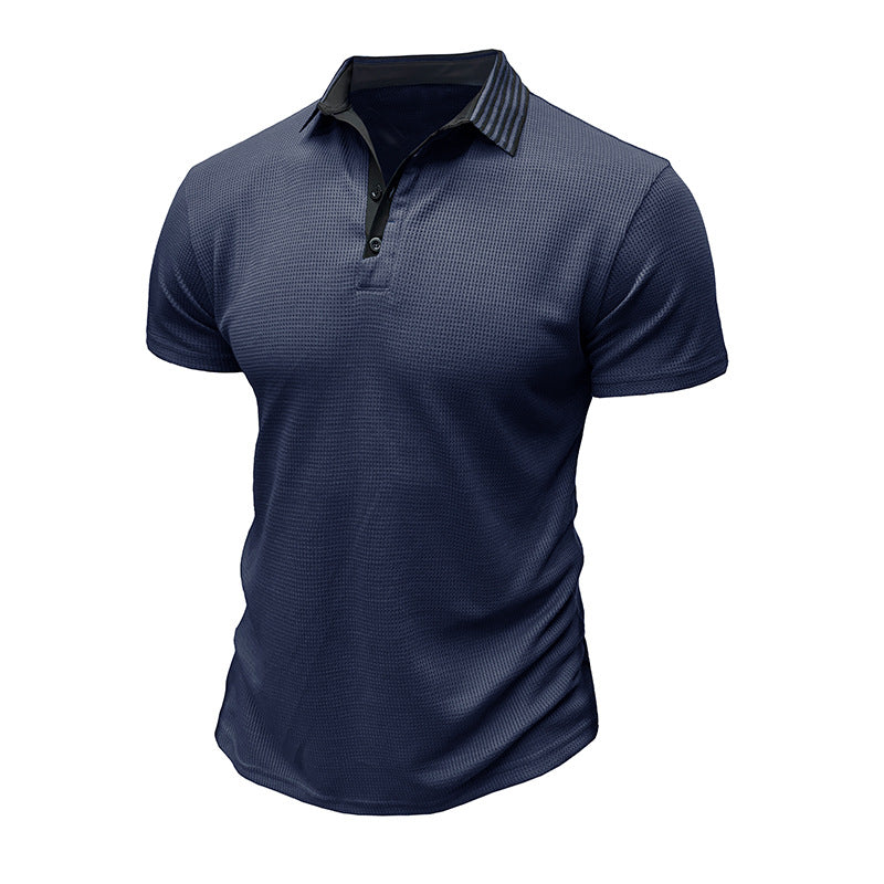 Men's Solid Color Polo Collar Casual Short Sleeve