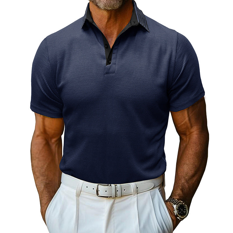 Men's Solid Color Polo Collar Casual Short Sleeve